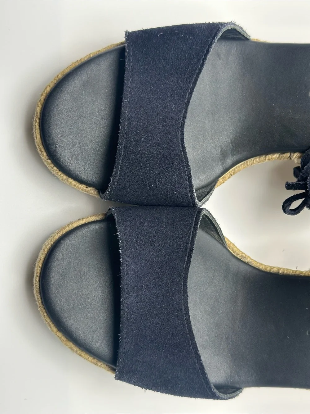 Paul Green Black Suede Ankle-Tie Espadrille Wedge Sandals